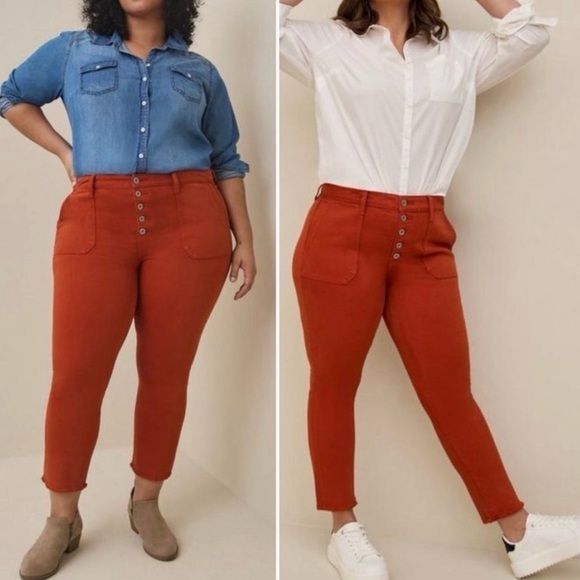 Torrid Picante Mom Straight Vintage Stretch High-Rise Jean Raw Hem Size 14 Tall - Picture 1 of 8